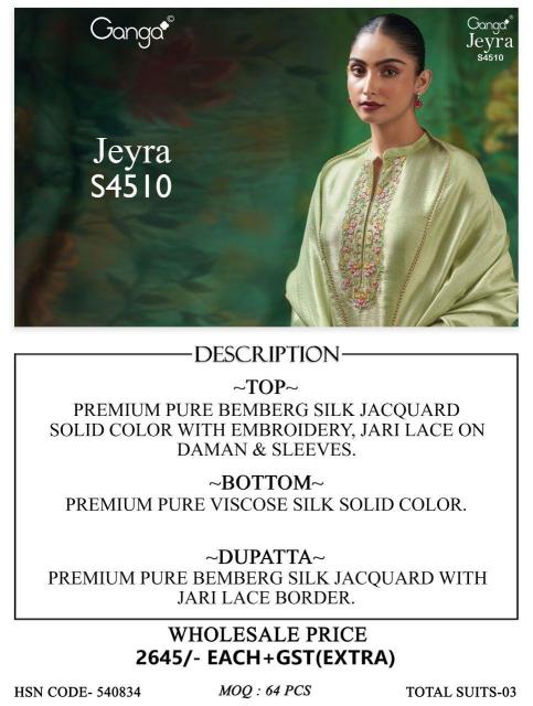 Ganga jeyra 4510 textiles wholesale dress material bengaluru karnataka